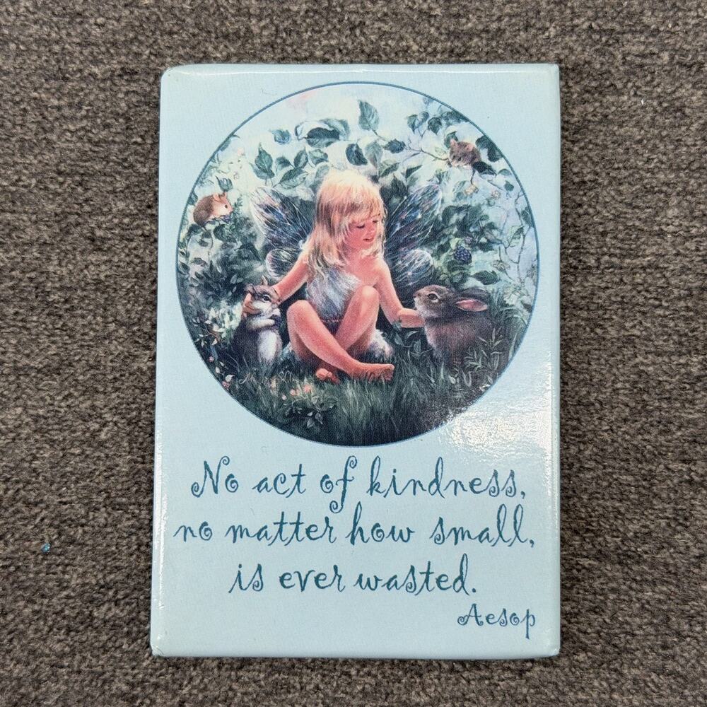 1990s Aesop Quote Fridge Magnet No Act Of Kindness Is Ever Wasted Child Rabbit